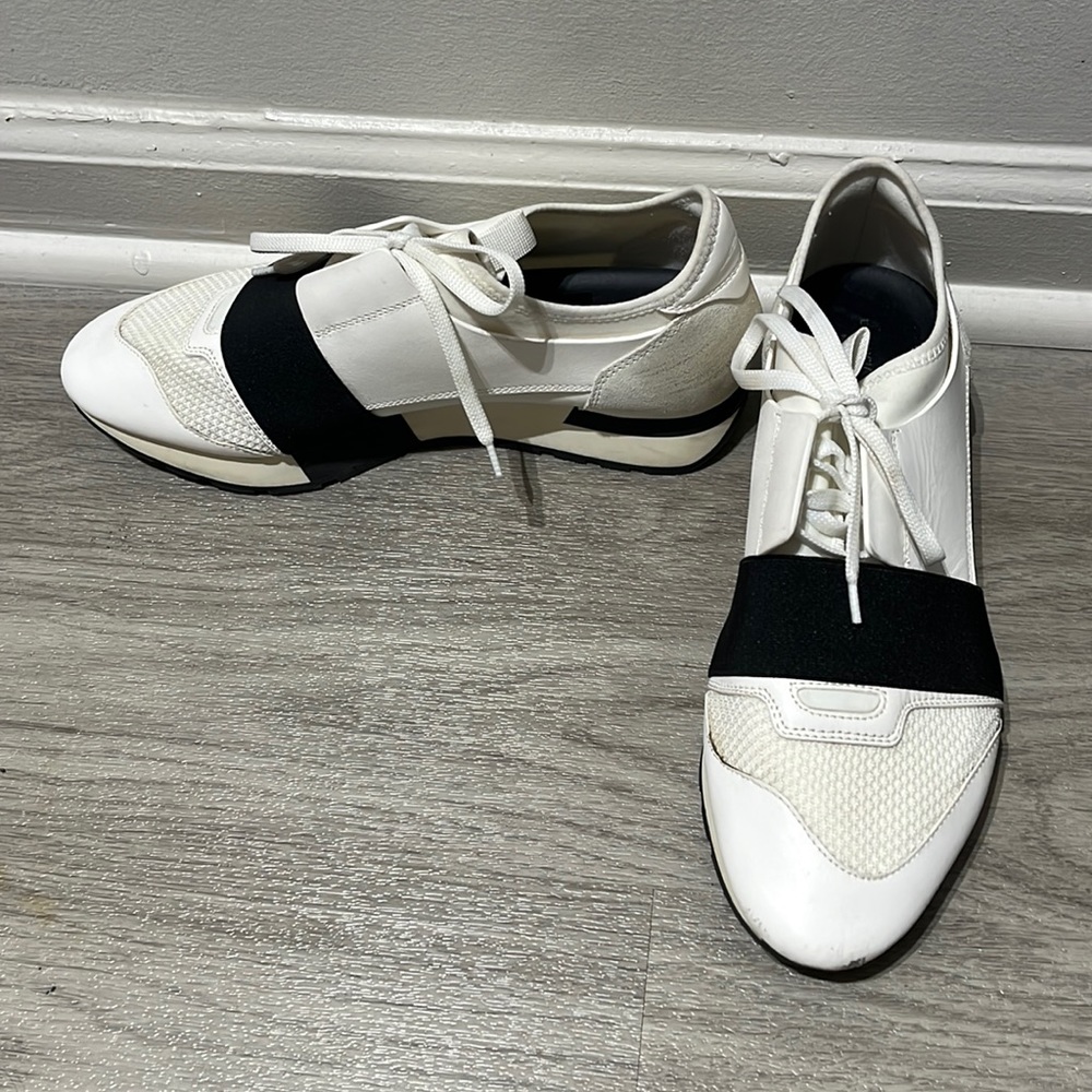 Balenciaga White Race Runner Shoes